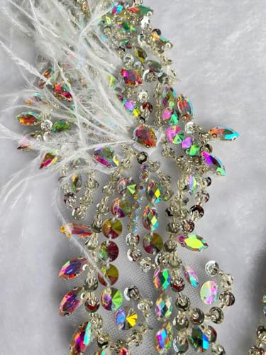 Applique à coudre plume strass pour création robe mariée AB - 6