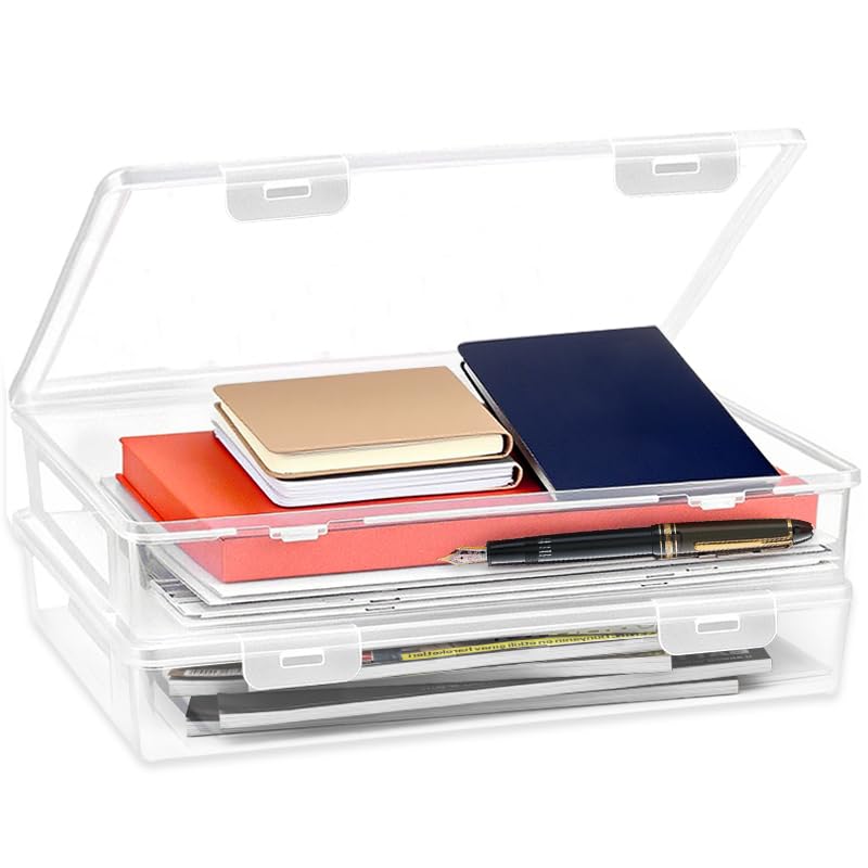 ZYETGH Aufbewahrungsbox mit Deckel Flach, Dokumentenbox A4 Stapelbare...