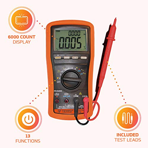 Tempo Mm810 True-Rms Premium Digital Multimeter | Measure Ac/Dc Voltage, Current, Resistance, Frequency, Capacitance, Duty Cycle | Professional Grade (2023 Model) #TOP6
