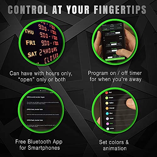 Gli Led Open Sign With Business Hours – Stand Out With 1000’S Color Combos To Match Your Brand, – Neon Flash, Or Scroll – Programmable App, 15 X 16.5 Inch #TOP4