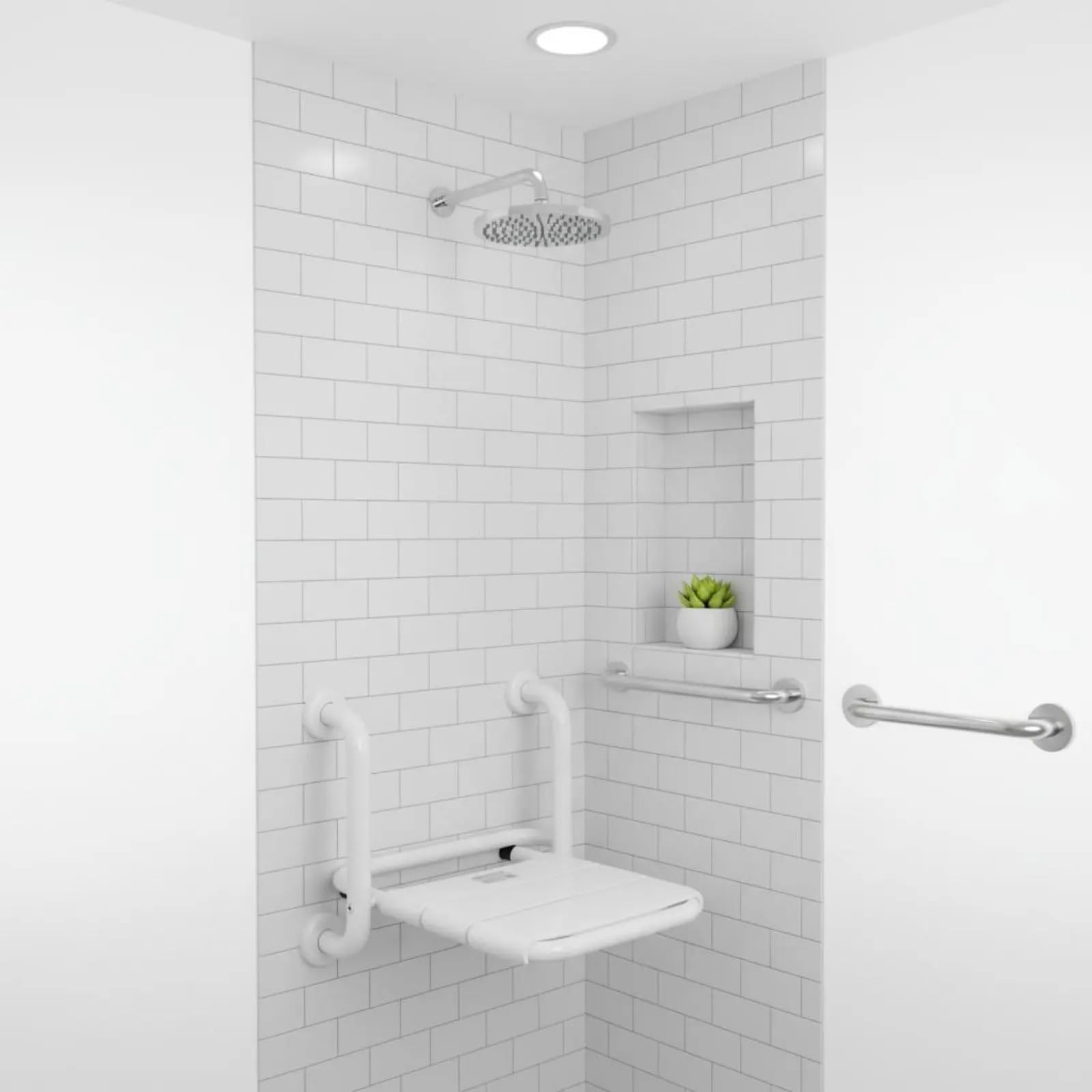 Asiento Ducha Pared Montada Asiento de Ducha montado en la Pared | Trabajo resistente plegable de los apoyabrazos plegables del baño del banco plegable a prueba de herrumbre(Yellow)