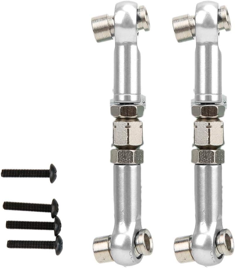 Dilwe RC Servo Connecting Rod, 2PCS Front Rear Servo Linkage Rod Compatible with HPI RS4 Sport 3 1/10 RC Car, RC Front Rear Metal Steering Servo Link RC Accessories (Silver)