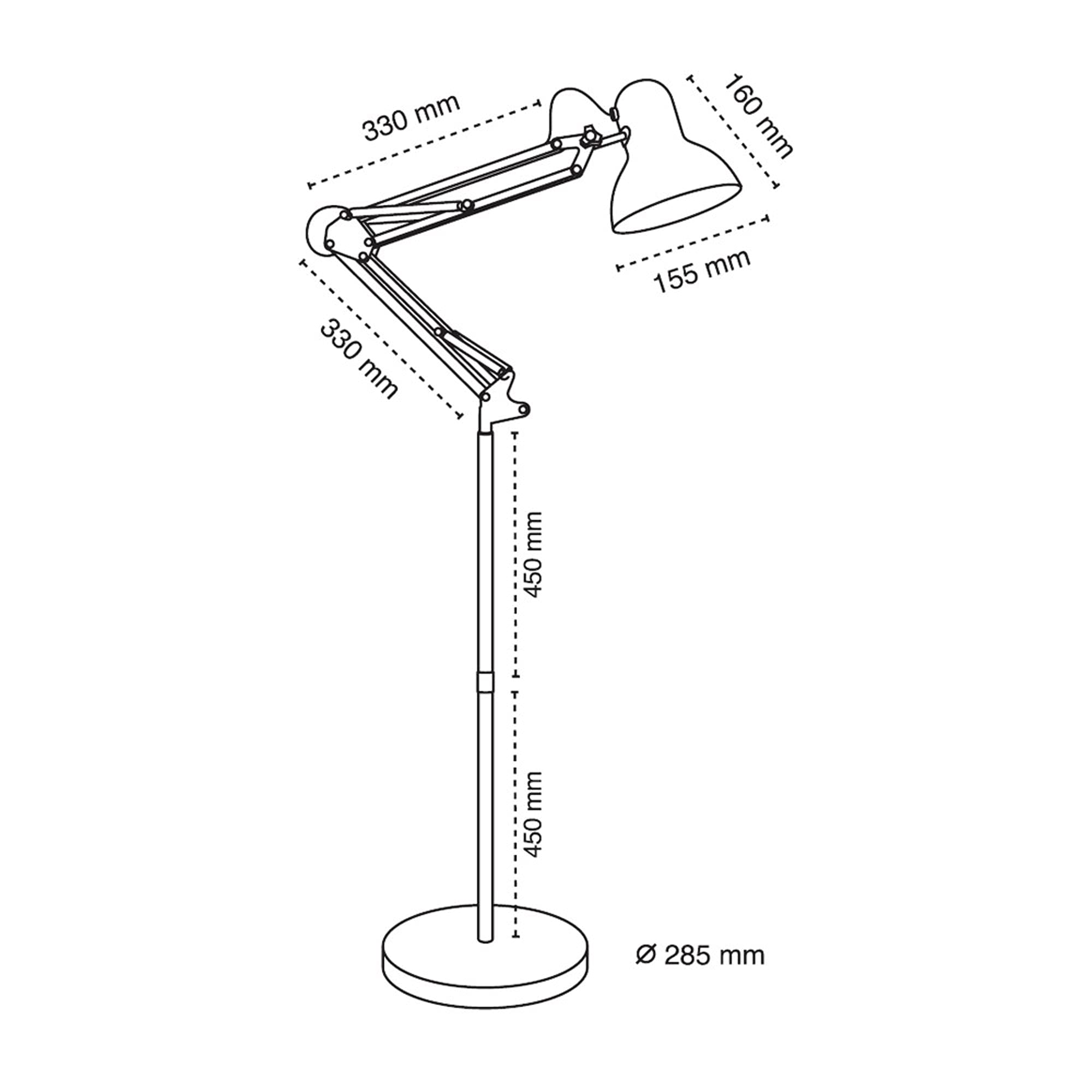 Wonderlamp - Lampada da terra articolata Avati, Lampada da terra bianca, Altezza regolabile, Corpo e testa articolabile, Lampadina 1xE27