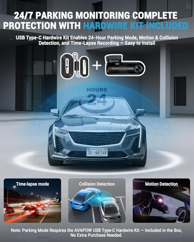 Image of AVAPOW 4K Dash Cam Front for Cars, Free Hardwire Kit & 64GB Card Included - WiFi 6 & AVAPOW 8000A Battery Jumper Starter Portable with 4″ HD Display PD 30W Dual-Way Fast Charging