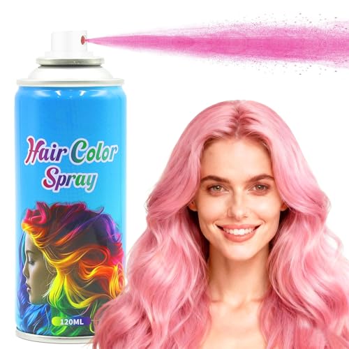 Pink Hair Spray Temporary Hair Color Spray for Women Men Kids One-Time Use Washable Hair Dye Natural Hair Color Wax for Christmas Hallowen Cosplay Festival Party Costume Makeup DIY (Pink)