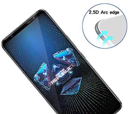 Nakedcellphone Tempered Glass Compatible With Asus Rog Phone 5 / Pro/Ultimate Screen Protector - Full Size, Clear Transparent, 9H Hard, Scratch Guard Crack Saver - Twin Pack #TOP5