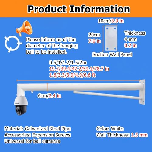Perche de montage extra-longue 2m pour caméra avec bras transversal réglable - 5