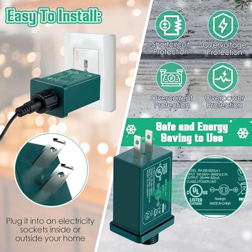 Image of 2 Pack 29V 18W LED Power Supply, UL Certification LED Transformer Replacement Class 2 Power Supply, Low Voltage Adapter US Plug for Christmas Tree Lighting, Holiday String Light