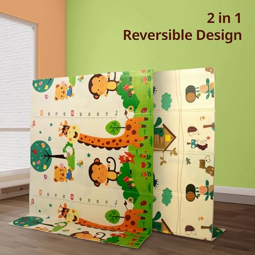 Image of LuvLap Number Zoo Double Sided Water Proof Baby Play Mat, Multicolor, Reversible Floor mats for Kids, Baby mats for Floor, Crawling Baby, Extra Large Size, 6'5 inch x 4'10 inch (195.5cmx147cm), 0.8cm Thick