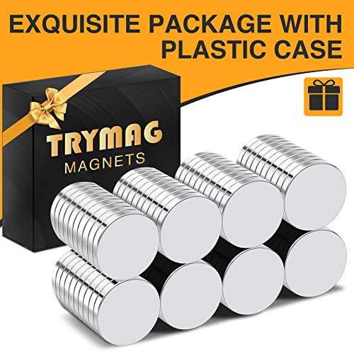 Image of TRYMAG 80Pcs, 12x2mm Small Round Magnets Disc Magnets for Crafts, Fridge, Whiteboard, Dry Erase Board, Dry Erase Board, Office