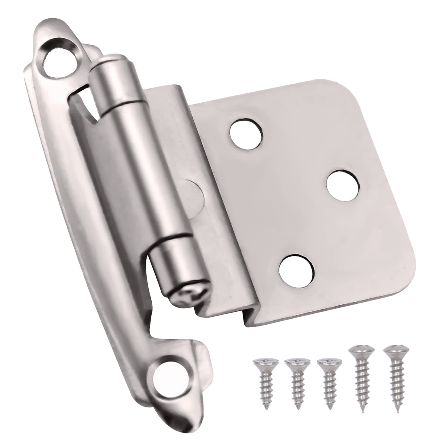 AxPower2 PCS 3/8" Inset Hinges for Face Frame Kitchen Cabinet Door Satin Nickel Self Closing Cupboard Hinges