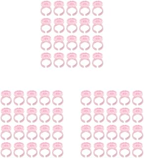 Juego de 3 100 anillos de pegamento para tatuajes de volumen, maquillaje de pestañas, color rosa, 0.9 x 2 pulgadas
