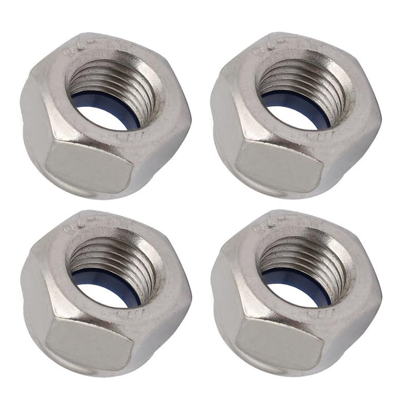 MACHSWON Hex Lock Nuts for Machinery Industry Home Appliances Nylon Insert Self-Locking Nuts Stainless Steel Anti-Loose Locknuts M14 x 1.5mm 4pcs
