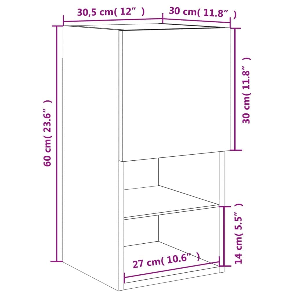 vidaXL Muebles para TV con Luces LED 2 uds, Soportes Flotantes con Almacenaje, Armarios Consolas de Pared, Muebles Multimedia de Salón, Roble Ahumado