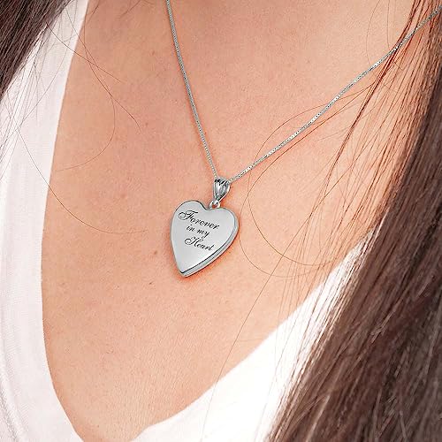 Picturesongold.com Forever In My Heart Locket Necklace - Custom Necklaces For Women Personalized & Engraved Picture Locket Necklace With 18” Chain Necklace Sterling Silver Or Yellow Gold Filled (Sterling Silver, Locket + 2 Photos + Engraving) #TOP1