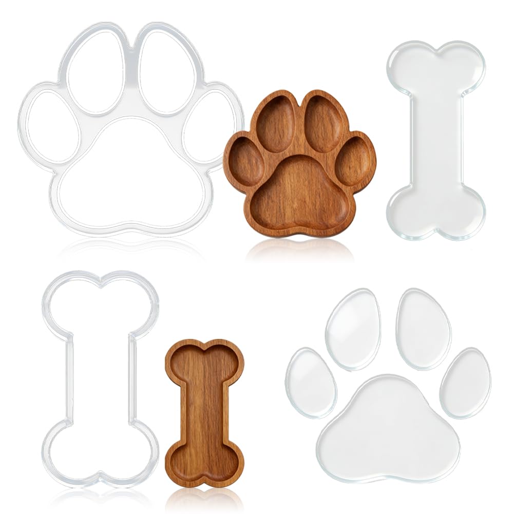 INFUNLY 2Pcs Paw Router Template 10.6x10.2 Inch Bone Router Template 5.7x10.6 Inch Acrylic Clear Router Inlay Template Decorative Router Templates for Woodworking Kitchen DIY Crafts Guide Tool