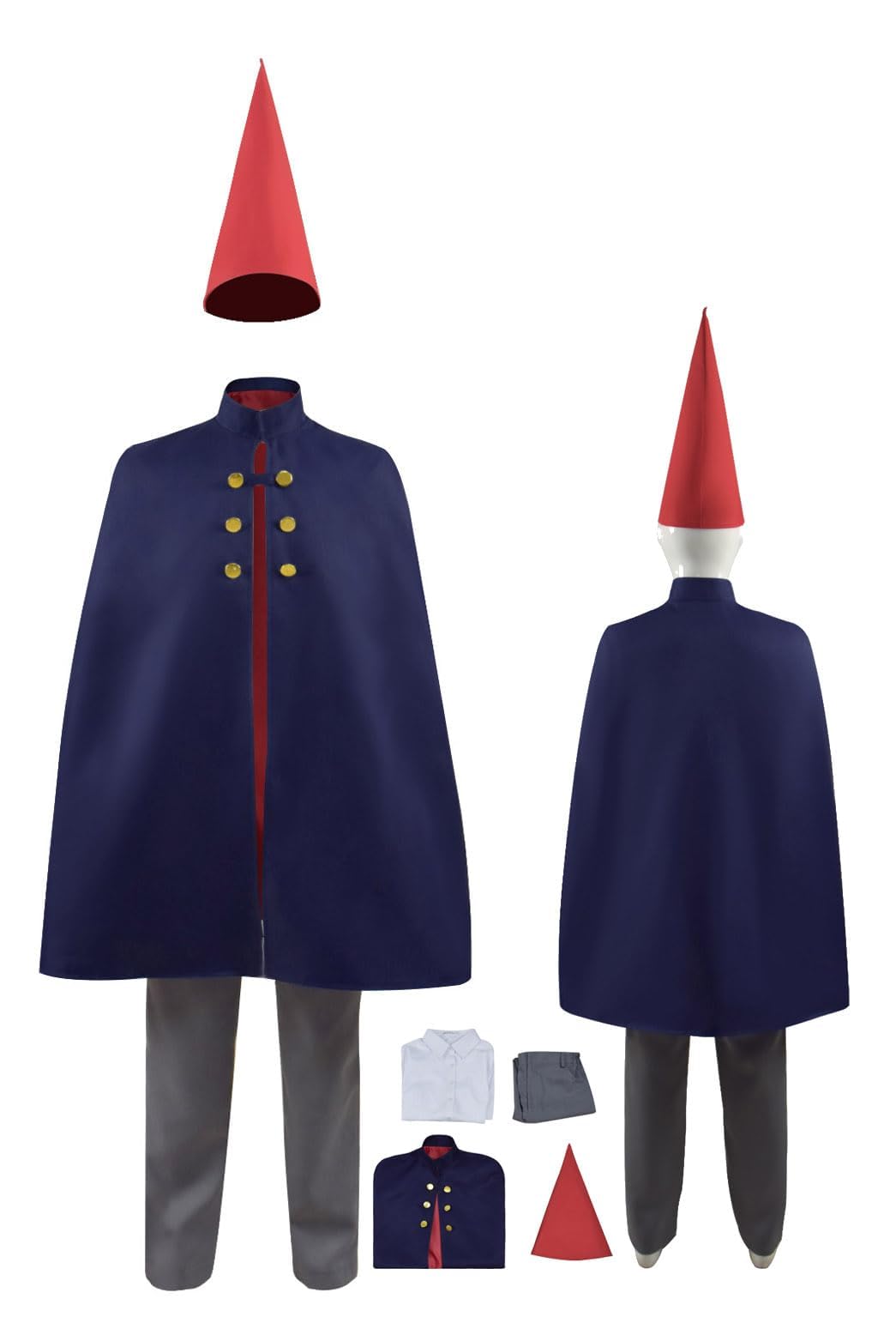 Over Garden Wall Cosplay Cloak Shirt Pants Hat Uniform Wirt Mantle Cape Cloak Navy Blue for Halloween Costume