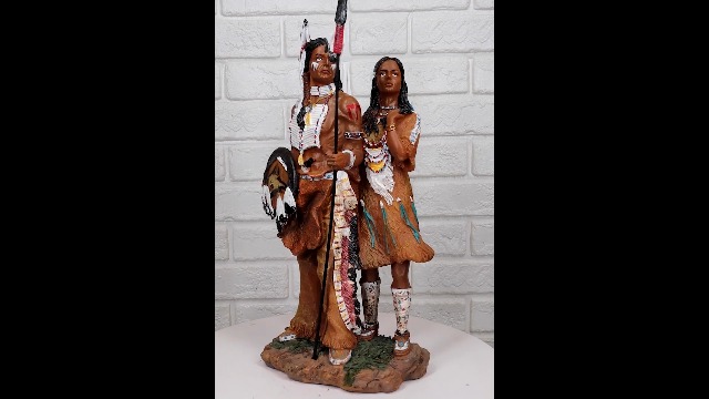 Figura Decorativa Pareja Guerrera Nativa Americana 12.5 pulg miniatura 7