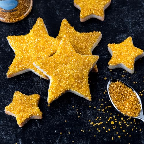 Image of Sweets Indeed Gold Decorating Sugar - Gold Sanding Sugar Crystals for Baking & Decorating Cupcakes, Cookies, Cakes & Desserts - Wedding, Holiday & Party Topping - 5.11 ounces