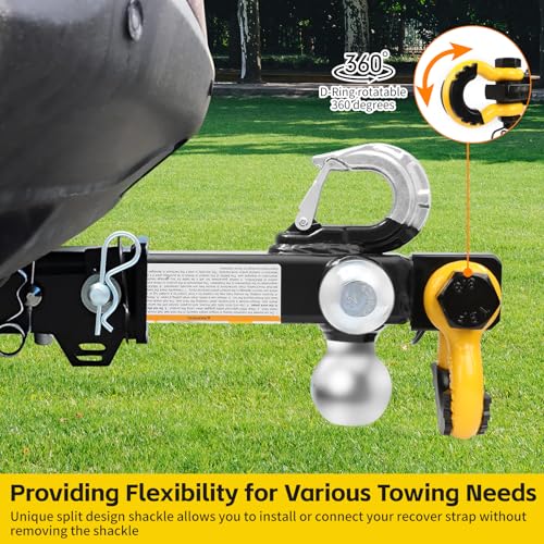 Image of MaxxHaul Tri Ball Hitch with Rotatable Tow Hook and D-Ring Shackle, Fits 2 inch Receiver, Heavy-Duty Steel, 12,000 lb Capacity, Multi Ball Mount for Towing & Recovery - (51008)