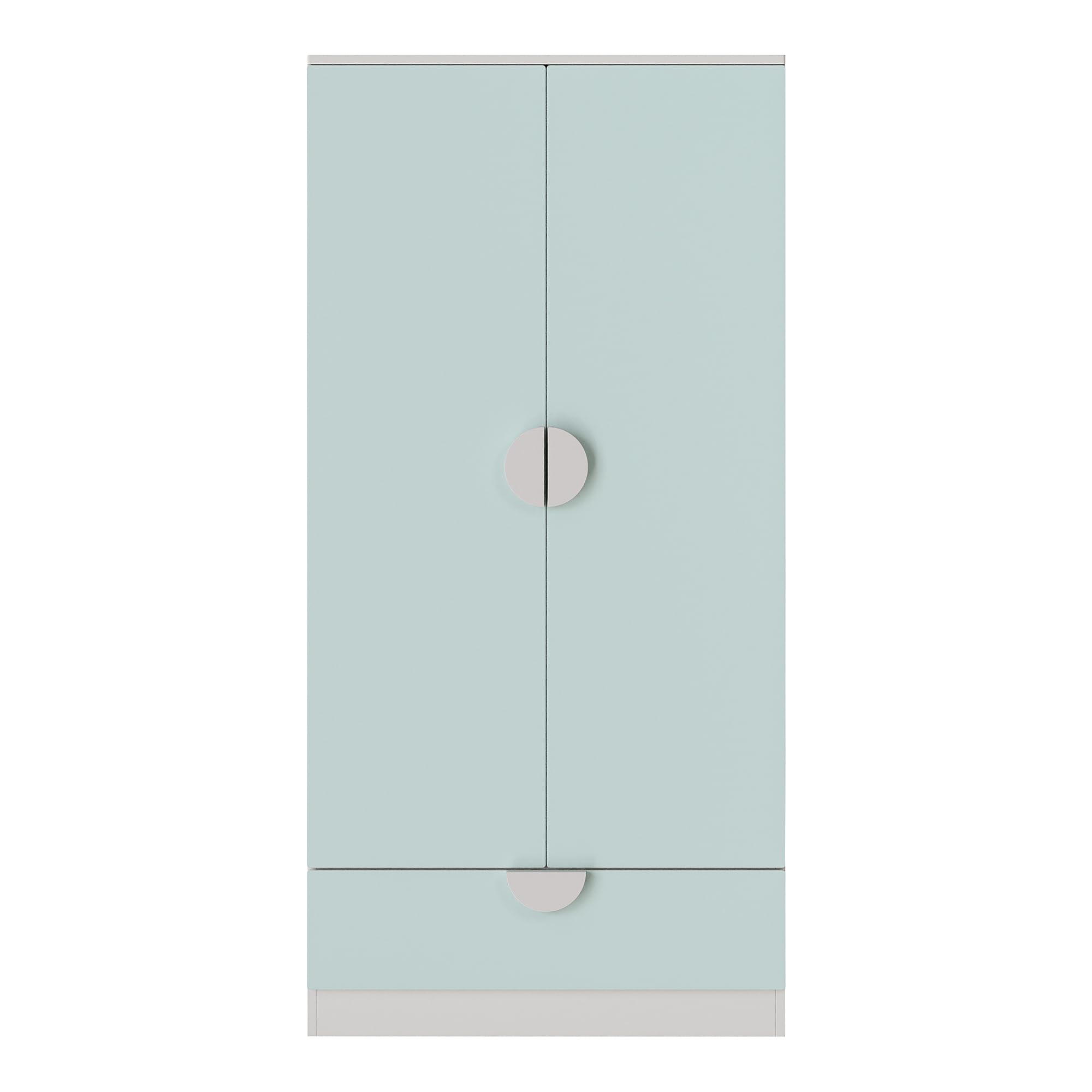 [en.casa] Armoire pour Enfants avec 2 Portes avec Poignées Centrales Barre de Penderie Tiroir Dressing Rangement MDF Panneau de Particules 123 x 60 x 40 cm Blanc Vert Menthe