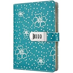 Candados Verdes Yakri Diario de Cuero de Viajes,cuaderno diario bloqueo de contraseña con cerradura diario,Cuaderno secreto/Libreta de Viaje PU vintage TPN107,Verde 145x210mm