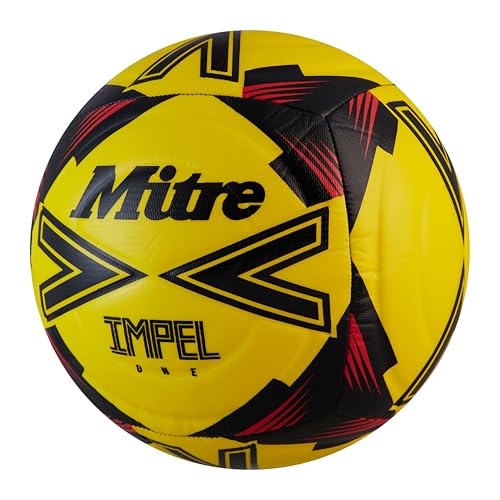 Mitre Impel One Level Training Football Soccer Ball Fluo Yellow/Black/Red - Size 4 - Image 2