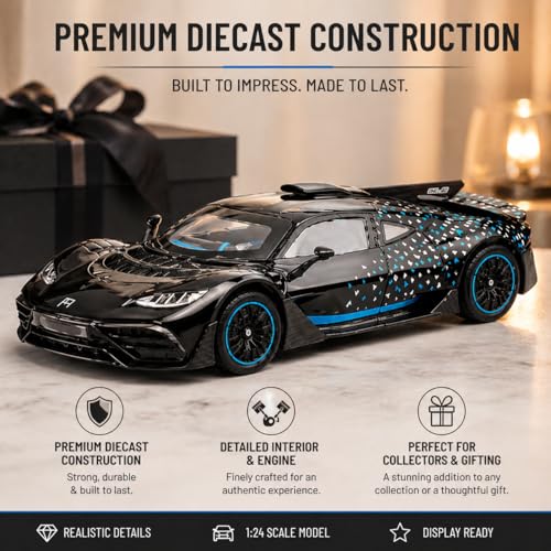 Image of Mercedes AMG ONE 1:24 Scale Die-Cast Car Model with Sound Light - Openable Doors Hood Pull-Back Alloy Metal Collectible Toy Car for Kids Collectors