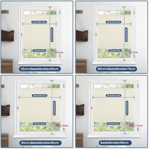 Deswell Plissee ohne Bohren Klemmfix Beige B70 x H100 cm Plisseerollo Sonnenschutz und Sichtschutz Jalousien Easyfix Plissees… – Ansicht 6