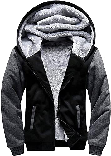 JACKETOWN Kinder Hoodie Sweatshirt mit Reißverschluss, Jungen Kids Classic Kapuzenpullover Fleecejacke mit Kapuze Langarm Kinder Warme Winterjacken(Schwarz Grau-S)