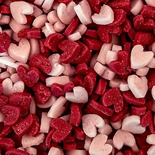 Heart Sugar Sprinkes Valentine Cake Decorations Red& Pink Mini Heart Sprinkles Edible Cake Cupcake Fairy Cake Decoration Cake Topper Valentine's Day Pink & Red Mini Heart Sprinkles 60g