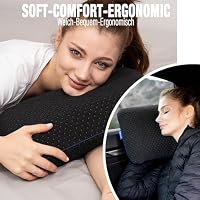 Marcolumb Reisekissen-Campingkissen-ergonomisches Memory-Schaum-Kissen mit temperaturregulierendem Bezug-Oeko-TEX Made IN Green (Schwarz) – Ansicht 8