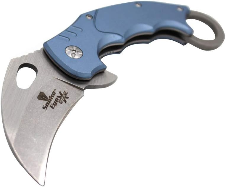 Snake Eye Tactical Extreme Heavy Duty Everyday Carry Ball Bearing Pivot Folding Liner Lock Pocket Knife Ideal for Recreational Work Hiking Camping (Blue)