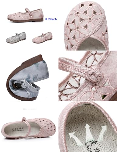 Women's Summer Mary Jane Ballet Flats,Lightweight Comfort Round Toe Flowers Embroidered Dress Casual Canvas Shoes2