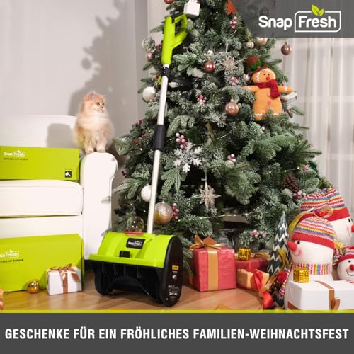 SnapFresh Akku-Schneefräse 20 V Elektrische Schneefräse - Arbeitsbreite 30 cm/Schneehöhe 10 cm/Wurfweite 4,6 M mit 4.0 Ah Batterien & Ladegeräte