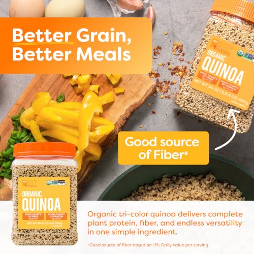 Image of BetterBody Foods Organic Tri-Color Quinoa 3 lb, 6g Complete Plant Protein | Tri-Color Quinoa, Gluten-Free Grain, Vegan Grain, Low-Glycemic, Rice Replacement, Good Fiber, Amino Acids, Meal Prep