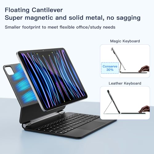 Image of RAYMCRAFT for iPad Air 11 inch Case with Keyboard (M4 /M3 /M2, 2026 /2025 /2024), iPad Pro 11 (4th /3rd /2nd /1st Gen) & Air 5 /4th Magic Keyboard Case, 11 Colors Backlit, Multi-Touch Trackpad, Black