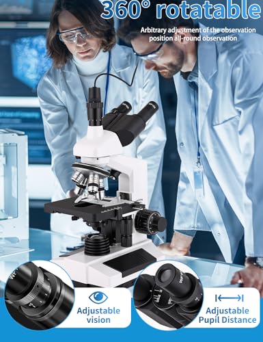 Image of Microscopes for Adults WF10x and WF25x eyepieces Compound Microscope with Microscope Slides, Microscopes Kit for Kids Students Home School (Monocular Microscope with Big Bundle)