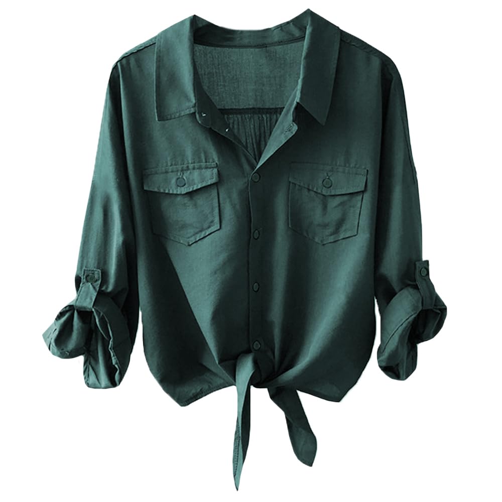 Womens Button Down Tie Front