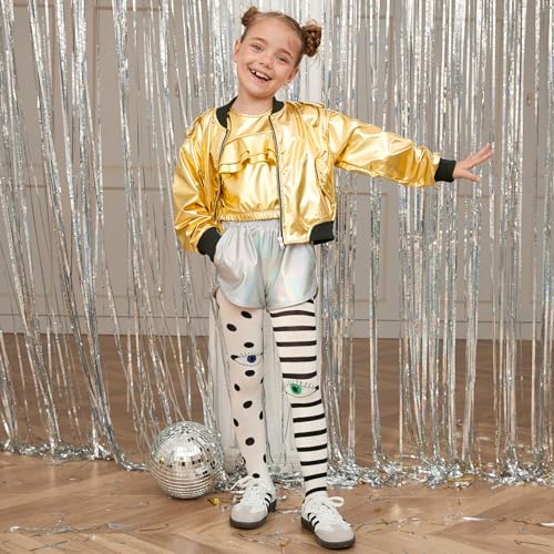 Image of Perfashion Girls Vest Metallic Half Zip Hoodie Sleeveless Leather Disco Jackets with Kangaroo Pocket 4-13Y