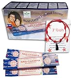 El pack incluye 1 caja con 12 paquetes de incienso original Nag Champa fabricado en India y 1 pulsera de hilo rojo 7 nudos ajustable para hombre o mujer
