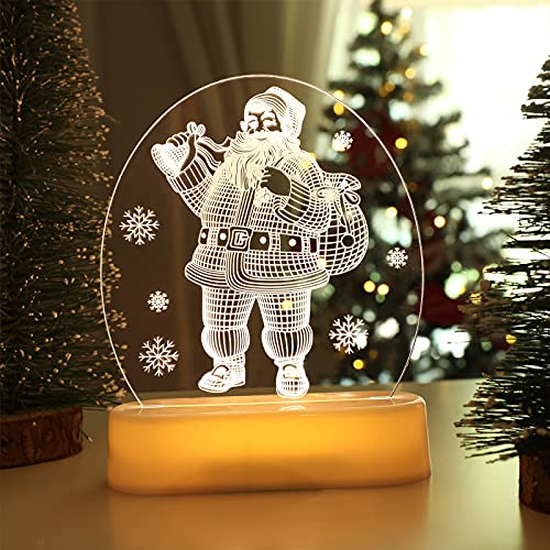 BLOOMWIN Lampe 3D Noël Lampe de Chevet LED Enfant Veilleuse 3D Noël Lampe de Nuit à Piles (Non Inclus) Décoration de Table Noël Lumineuse Lampe Ambiance Salon Chambre Bureau Maison Cover