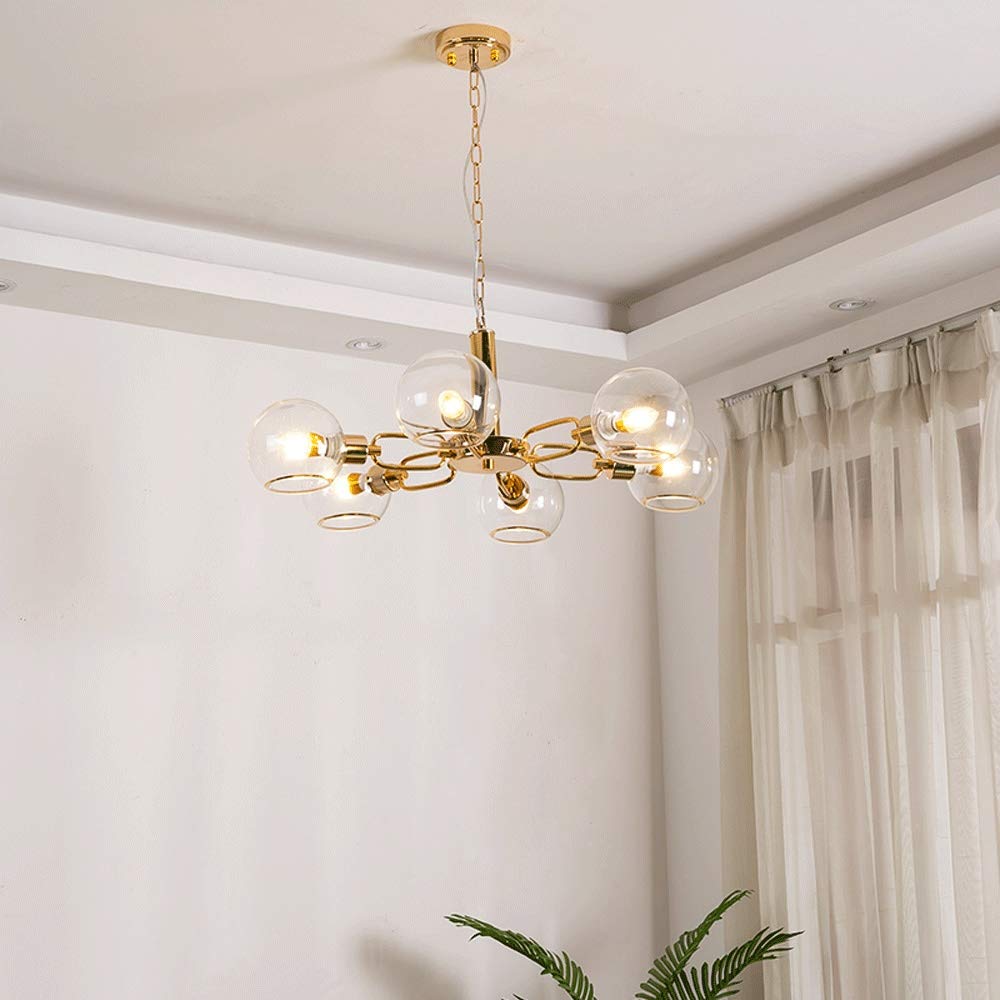 Lustre salon moderne avec 3 globes en verre transparent chic - 6