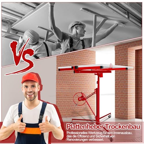Lève-panneaux de plâtre 68 kg avec bras extensible de 290 cm max - 6
