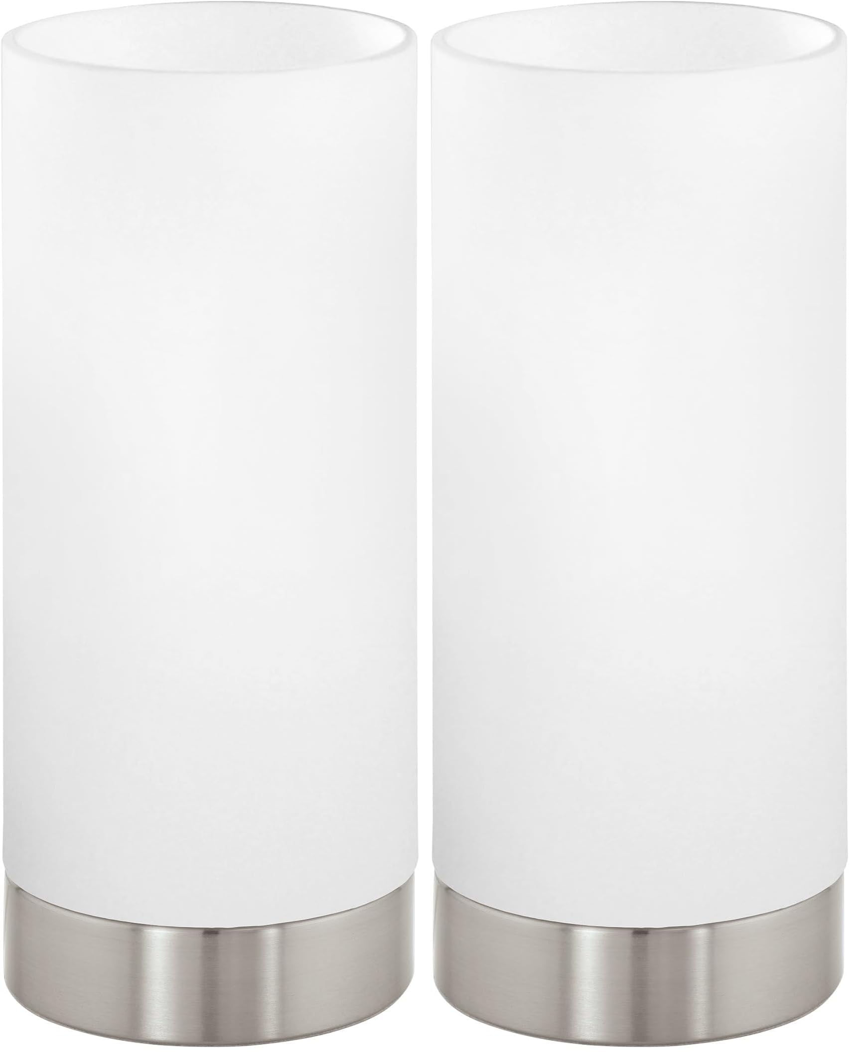 EGLO Tischlampe Damasco 1, Deko Tischleuchte, kleine Nachttischlampe aus Metall und Glas in Silber und Weiß, E27 Fassung (Packung mit 2)