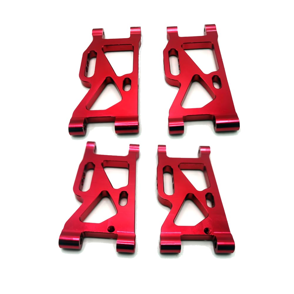 AMORIL 1:14 Scale RC Truck Front/Rear Swing Arm Set (Including Allen Screws + Polished Rod Needed for Assembly) - Aluminum Alloy - Red