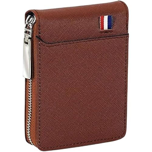 Image of RFID Blocking Zipper Card Holder Wallet with Large Capacity Accordion Slots Credit Debit Card Organizer for Men (Brown)