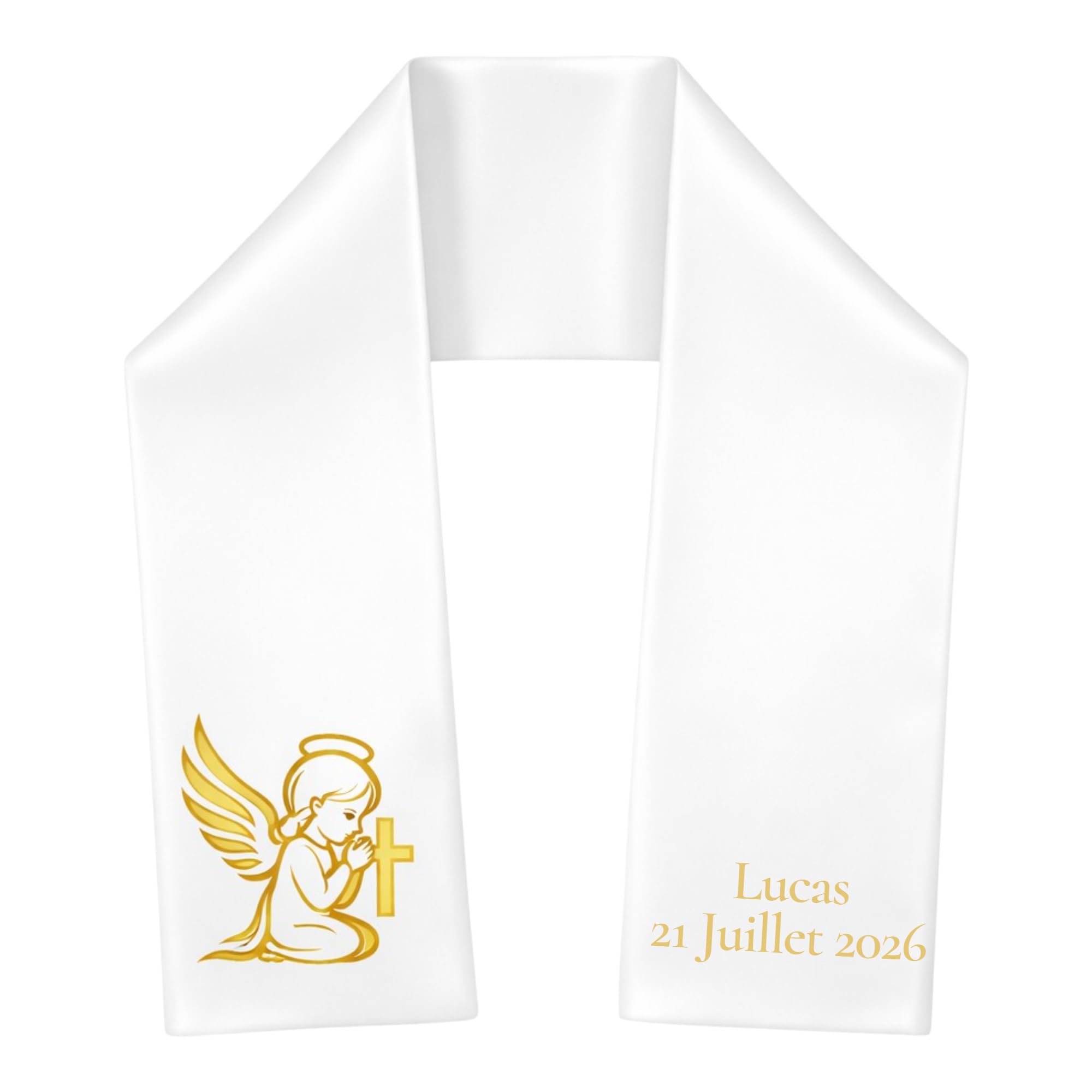 Générique Écharpe de Baptême Satiné Religieuse Personnalisée Fait Mains Plusieurs Modèles Bébé/Enfant - Cadeau Baptême