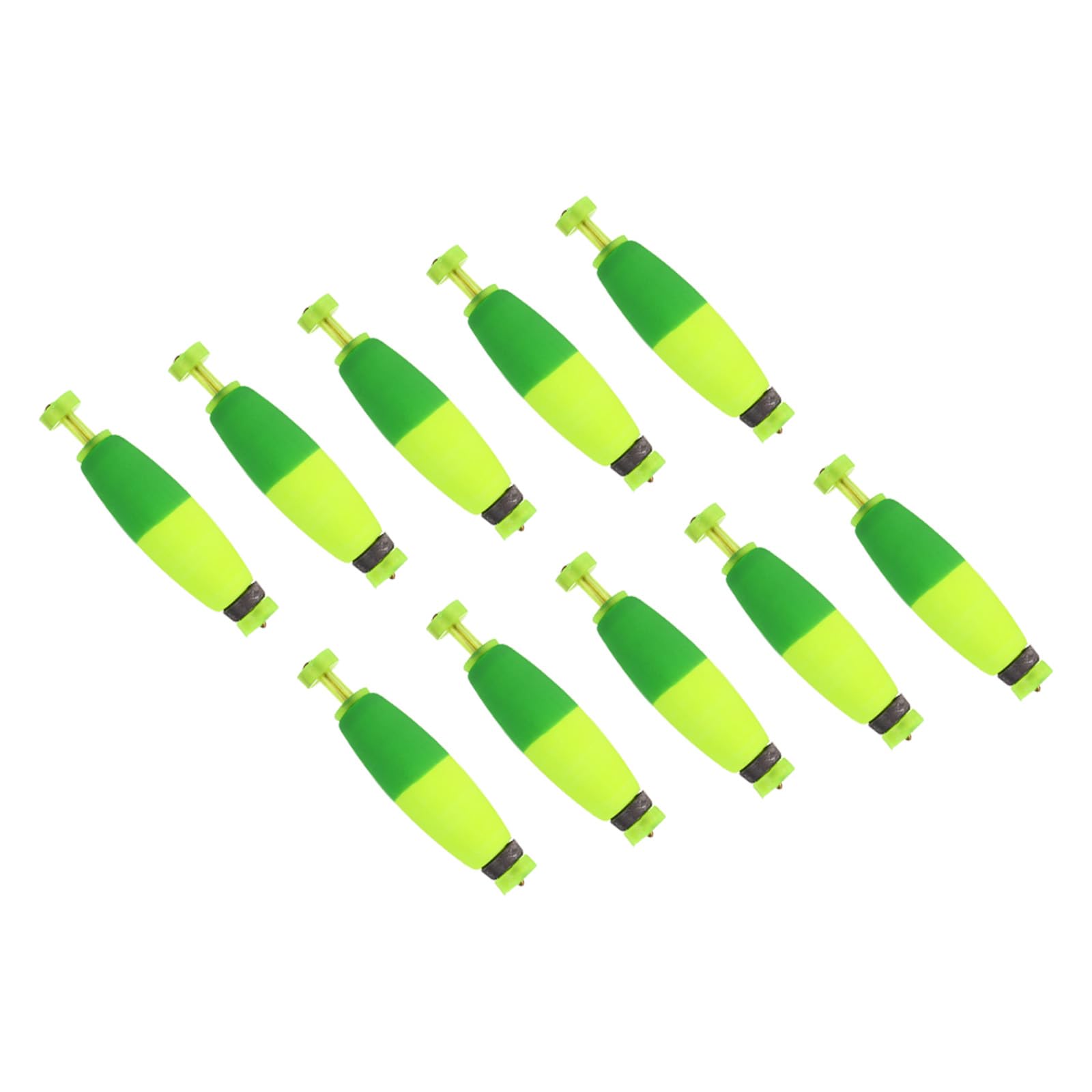 PATIKIL Fishing Bobbers Floats, 10Pcs 54x13mm EVA Spring Foam Floats Weighted Bobbers Buoy for Crappie Bass Trout Green Yellow