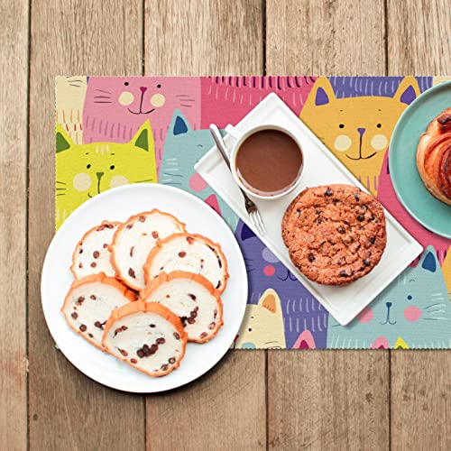 Sets de table chat doodle lavables et isolants pour table propre - 7